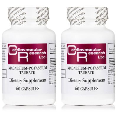 Cardiovascular Research Magnesium-Potassium Taurate - Patent Pending - 60 Veggie Caps X 2 Bottles