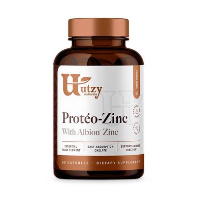 Utzy Naturals Prot o-Zinc Albion Chelated Zinc Bisglycinate (TRAACS ) for Immune Health Made in The USA 60 Capsules