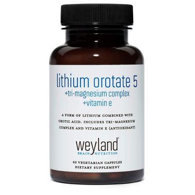 Weyland Brain Nutrition Lithium Orotate 5mg Tri-Magnesium Threonate, Taurinate, Malate Glycine Vitamin E, Mood Support and Metabolism Supplement, 60 Vegetarian Capsules
