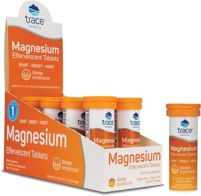 Trace Minerals Magnesium Effervescent - Bone Circulatory Health Support Supplement - Magnesium Supplement to Aid Cardiovascular Health Positive Outlook - Orange, 8 Containers (80 Servings)