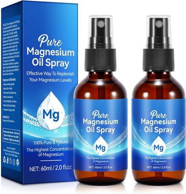 Magnesium Oil for Feet, Magnesium Spray, 100 Pure Organic Natural Magnesium Oil Spray Glass Bottle, Easy to Absorb Use, Magnesium Oil Spray for Feet,2pcs