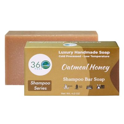 360Feel Oatmeal Honey Shampoo Bar - Nourishing and Moisturizing Anti-Dandruff Oatmeal Soap Bar - Handmade with Essential Oils - Travel Friendly and Compact - Zero Harsh Additives - 3.5 Ounce