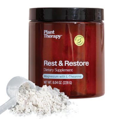 Plant Therapy Rest Restore Magnesium Powder 8.04 oz (228 g) Promotes a Good Night&#39;s Rest, Helps Ease Mind Body Tension, Supports Healthy Magnesium Levels, 4 Month Supply, Made in The USA