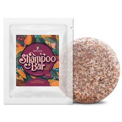 Natouch Natural Solid Shampoo Bar for Oil Control and Dandruff Relief with Cocoa Butter, Tea Tree, Jojoba, and Rosemary Oils - Travel-Friendly