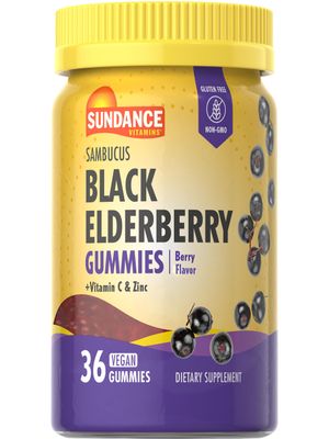 Sundance Black Elderberry Gummies 36 Count with Vitamin C and Zinc Berry Flavor Vegan, Non-GMO, and Gluten Free Supplement