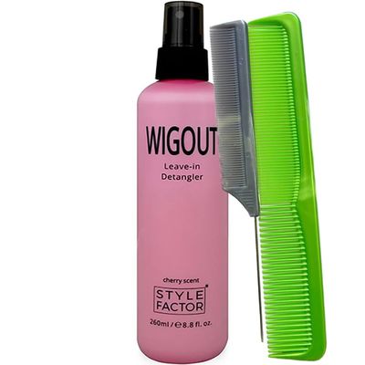 RadianceAura Signature Leave in Conditioner Spray Bundle. Comes 9&quot; Comb(1Pcs)Pin Tail Comb(1Pcs) and Style Factor Wigout Leave in Conditioner Detangler Spray 8.8oz CHERRY (1Pcs).