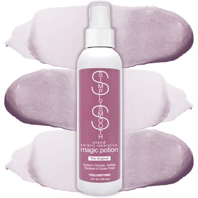 Simply Smooth Xtend Keratin Reparative Magic Potion Original Leave In Conditioner Detangler Heat Protection Styling Spray Repair Reduce Breakage Color Safe Sodium Chloride Free 4 Oz.