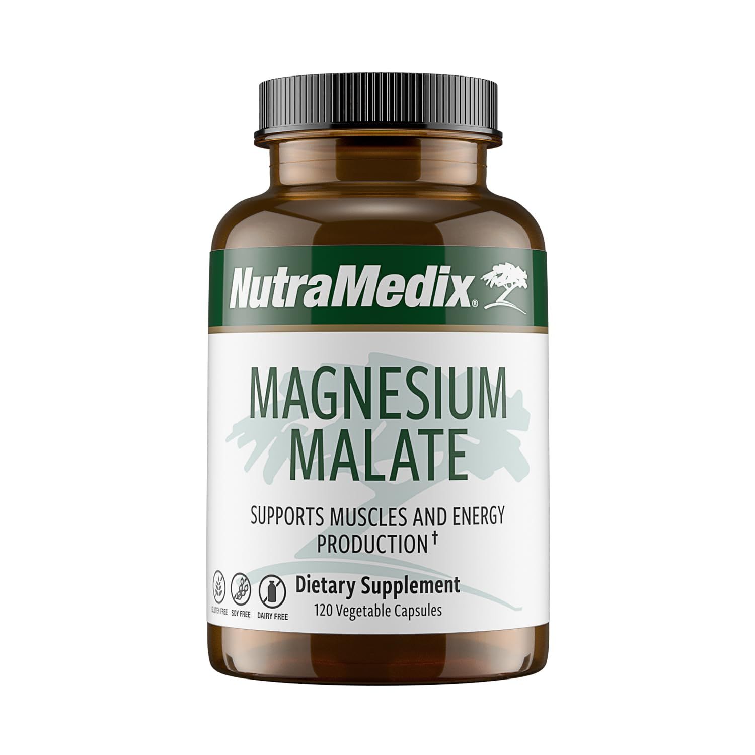 NutraMedix Magnesium Malate Energy Supplements - Bioavailable Magnesium for Sleep, Immune Support Joint Health - Vegan, Non-GMO Gluten-Free Magnesium Supplements (120 Vegetarian Capsules)
