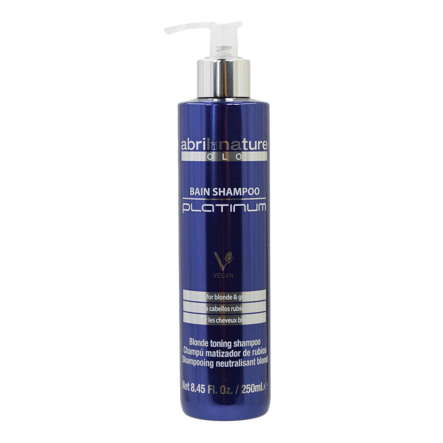 abril et nature - Platinum Professional Shampoo - For Blonde, Bleached, Highlighted, andor Gray Hair - Violet Toner - Goodbye Yellow Tones - Platinum Appearance - 250 ml
