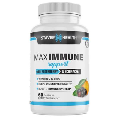 Staver Health Max Immune Support WVitamin C, Zinc, Elderberry, Immune System Support