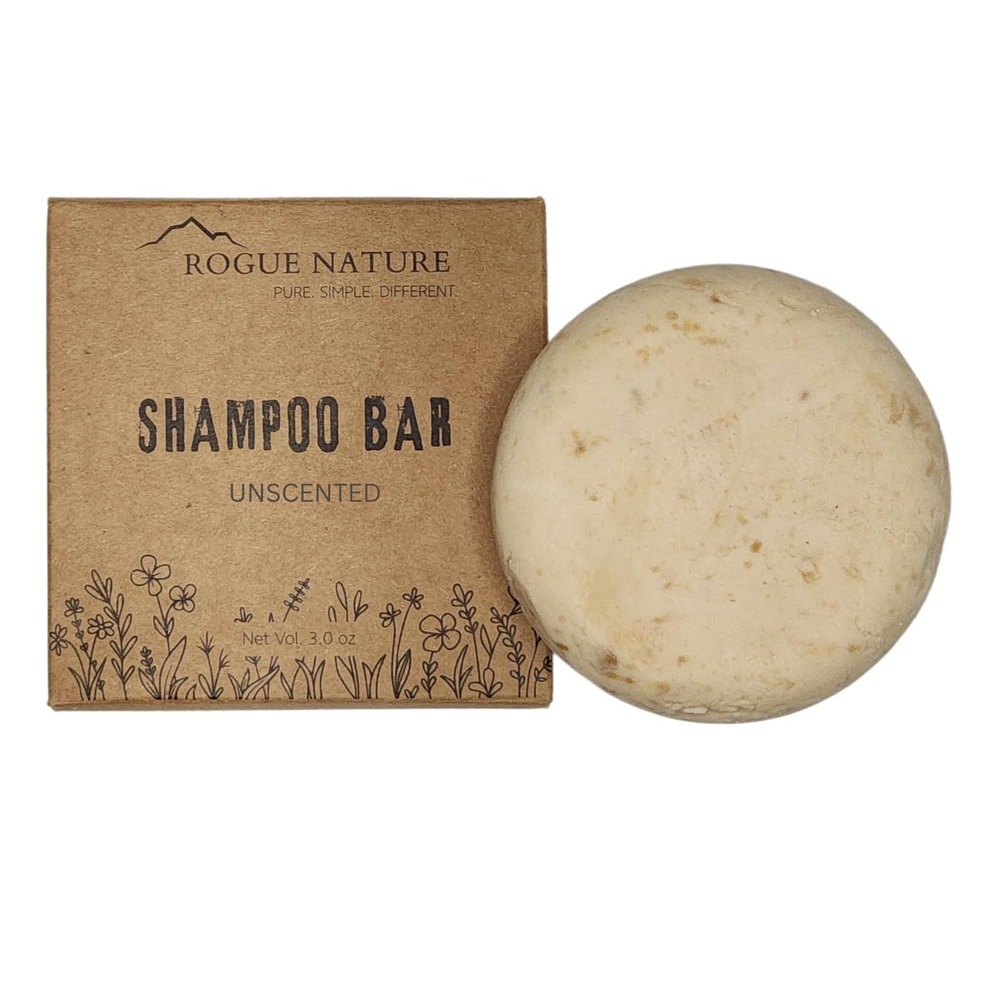 Rogue Nature Shampoo Bar - All-Natural Hair Loss Prevention - Promote Hair Growth - Gentle - Moisturizing - Smooth and Strengthen 100 Organic - Made in the USA