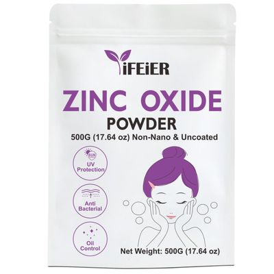 iFEiER Zinc Oxide Powder 500g(1.1 lb) Non Nano Uncoted Zinc Oxide Powder for Skin Protection Cosmetics Grade for DIY Sunscreen lotions
