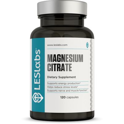 LES Labs Magnesium Citrate - Stress Relief, Restful Sleep, Heart Health, Metabolism, Nerve Muscle Function - Non-GMO Supplement - 120 Capsules