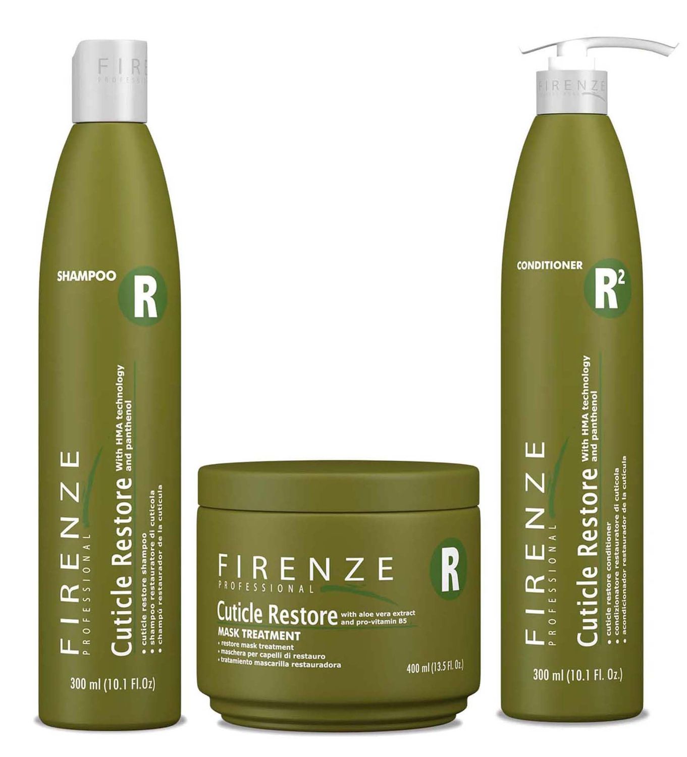 Firenze Professional Cuticle Restore TRIO - Cuticle Restore Shampoo, Conditioner Mask Treatment, Includes Gift Bag
