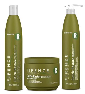Firenze Professional Cuticle Restore TRIO - Cuticle Restore Shampoo, Conditioner Mask Treatment, Includes Gift Bag