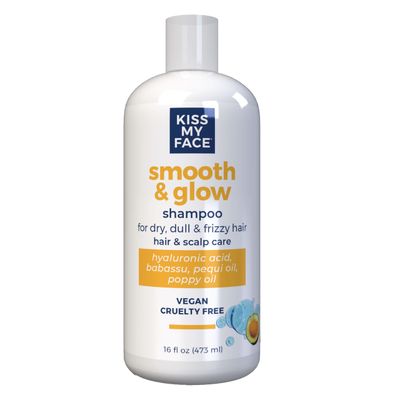 Kiss My Face Smooth Glow Shampoo, For Dry and Frizzy Hair, Hair and Scalp Care, Hyaluronic Acid, Vegan and Cruelty Free, 16 Fl Oz
