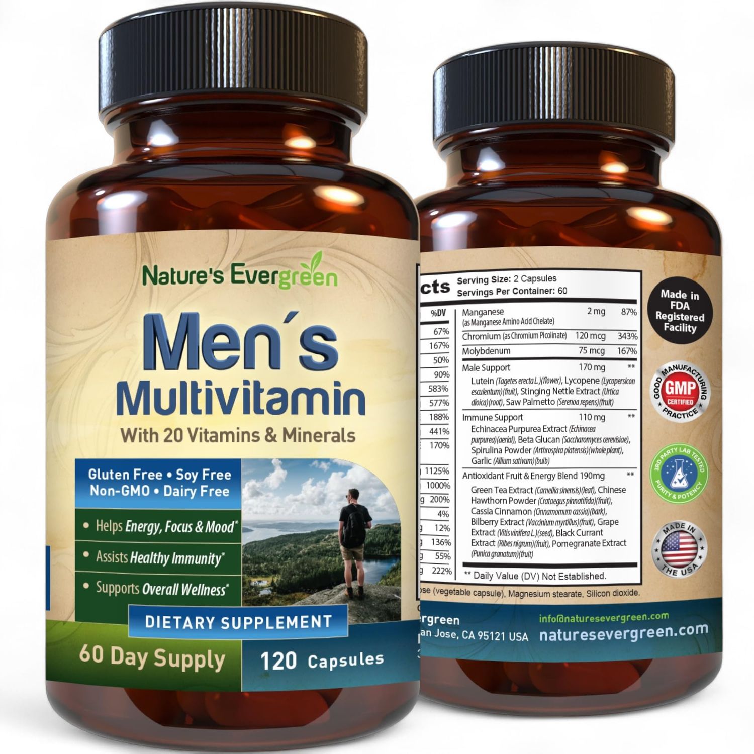Best Multivitamin for Men Completely Men&#39;s Multivitamins Multiminerals with Over 20 Vitamins A, C, D, E, B12, Zinc More Essential Vitamins for Men Energy, Focus Immune Health. 120 Capsules