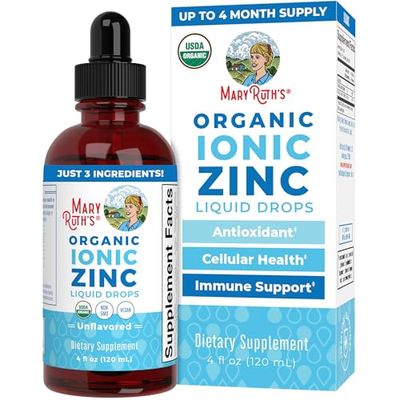 MaryRuth Organics Zinc Supplements for Immune Support Ionic Zinc for Kids Adults Liquid Zinc Supplement 40 Day Supply Skin Care Supplement Vegan Gluten Free Glycerin Based 4 oz