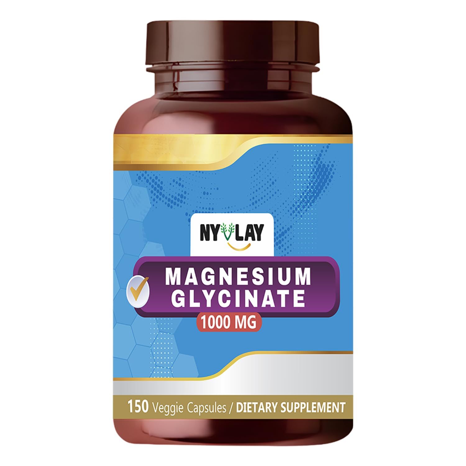 NYVLAY Magnesium Glycinate 1000 MG 150 Capsules Dietary Supplement Extra Strength Natural Formulation Support Strength Energy