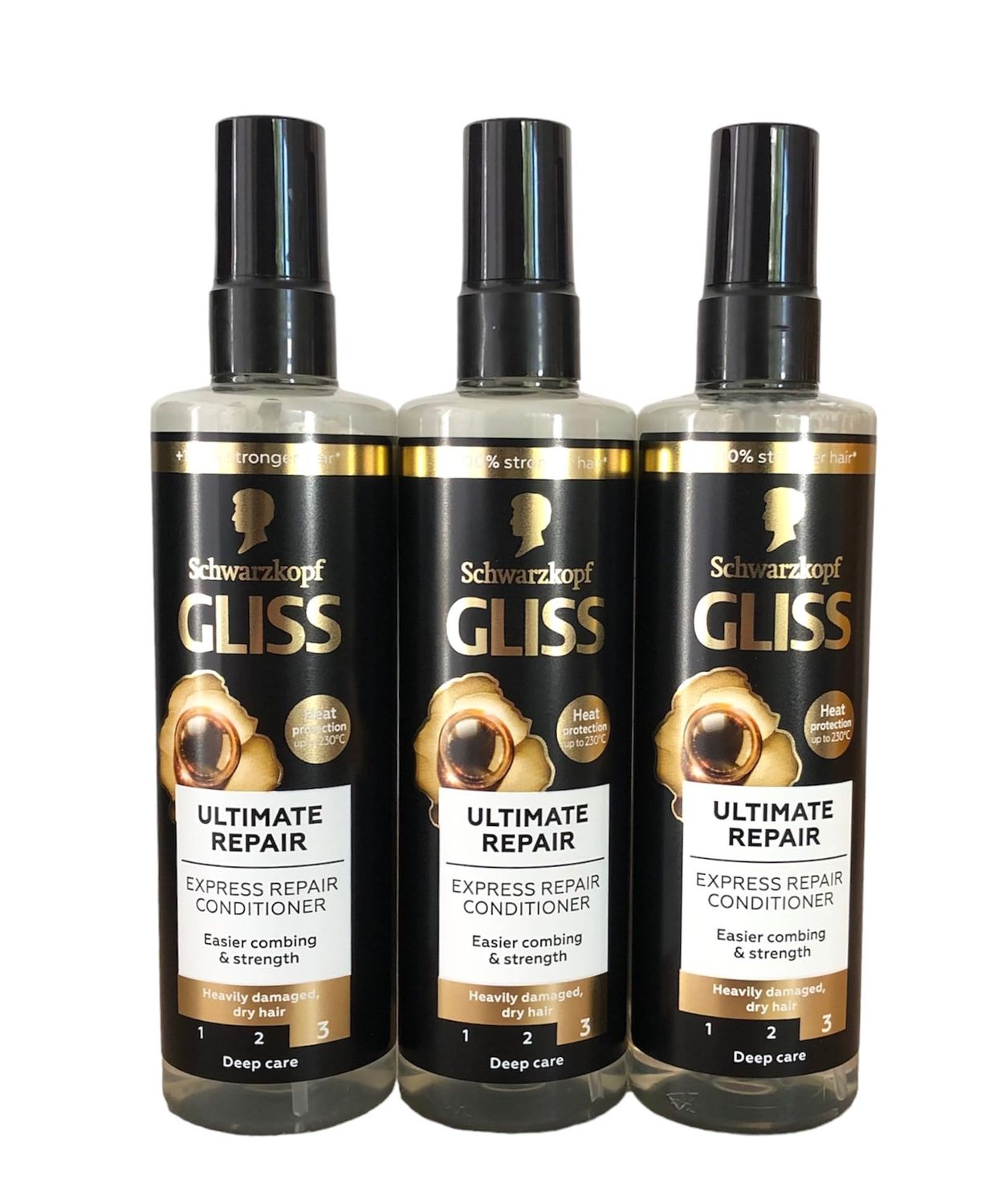 GLISS Leave-In Conditioner, Ultimate Repair Express Repair for Heavily Damaged Hair, 6.8 Fluid Ounces (Pack of 3)
