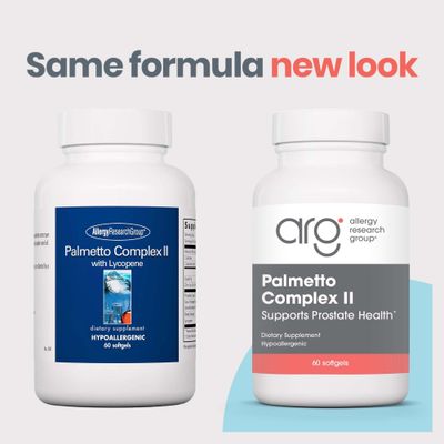 Allergy Research Group Palmetto Complex II - Prostate Support, Saw Palmetto for Men Women, with Lycopene, Pumpkin Seed Oil, Zinc - 60 Count