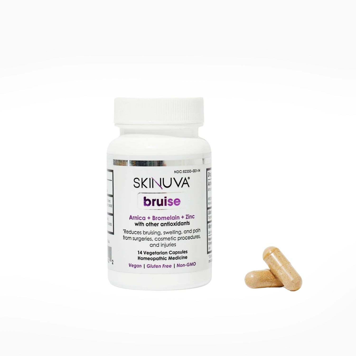 Skinuva Bruise - Supplement for Bruising and Swelling - A Homeopathic Bruise Remedy Formulated with Arnica, Bromelain Zinc - 14 Capsules (7-Day Treatment)