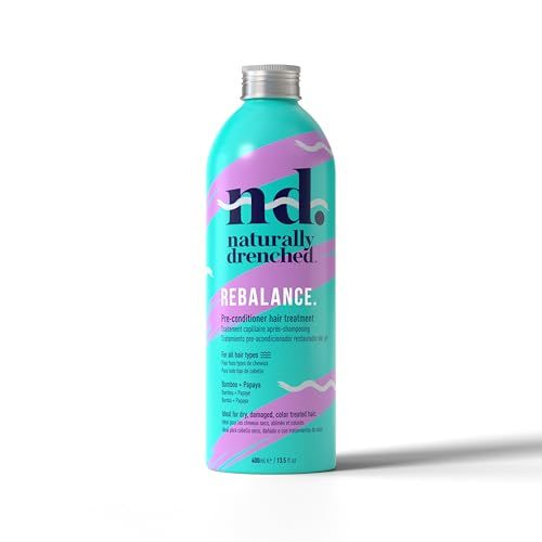 Naturally Drenched Rebalance Pre-Conditioner Hair Treatment for Dry, Damaged or Color Treated Hair Vegan, Phalate Paraben-Free 13.5 Ounces