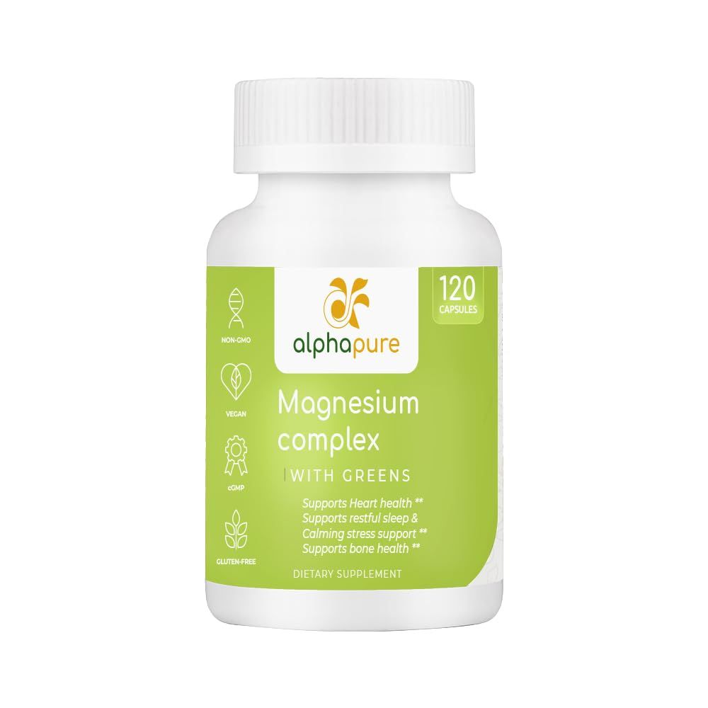 Magnesium Complex with Greens, Magnesium Glycinate, Magnesium Gluconate, and Magnesium Malate Provide 250 mg of Elemental Magnesium Per Serving, Third Party Tested. Plus Five Greens Rich in Magnesium