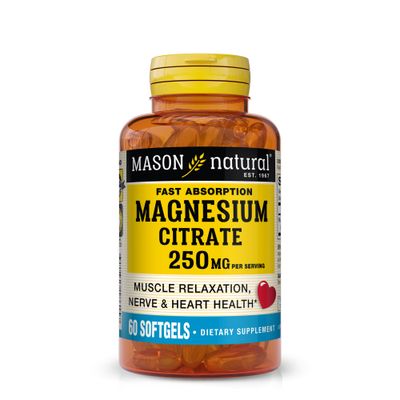 MASON NATURAL Magnesium Citrate 250 mg Fast Absorption - 60 Softgels