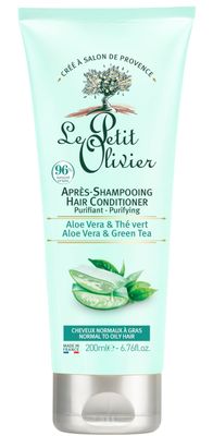 Le Petit Olivier Purifying Hair Conditioner - Aloe Vera And Green Tea - Soft And Fresh Scent - Detangles Hair, Purifies Shine - Suitable For Normal To Oily Hair - 6.76 oz