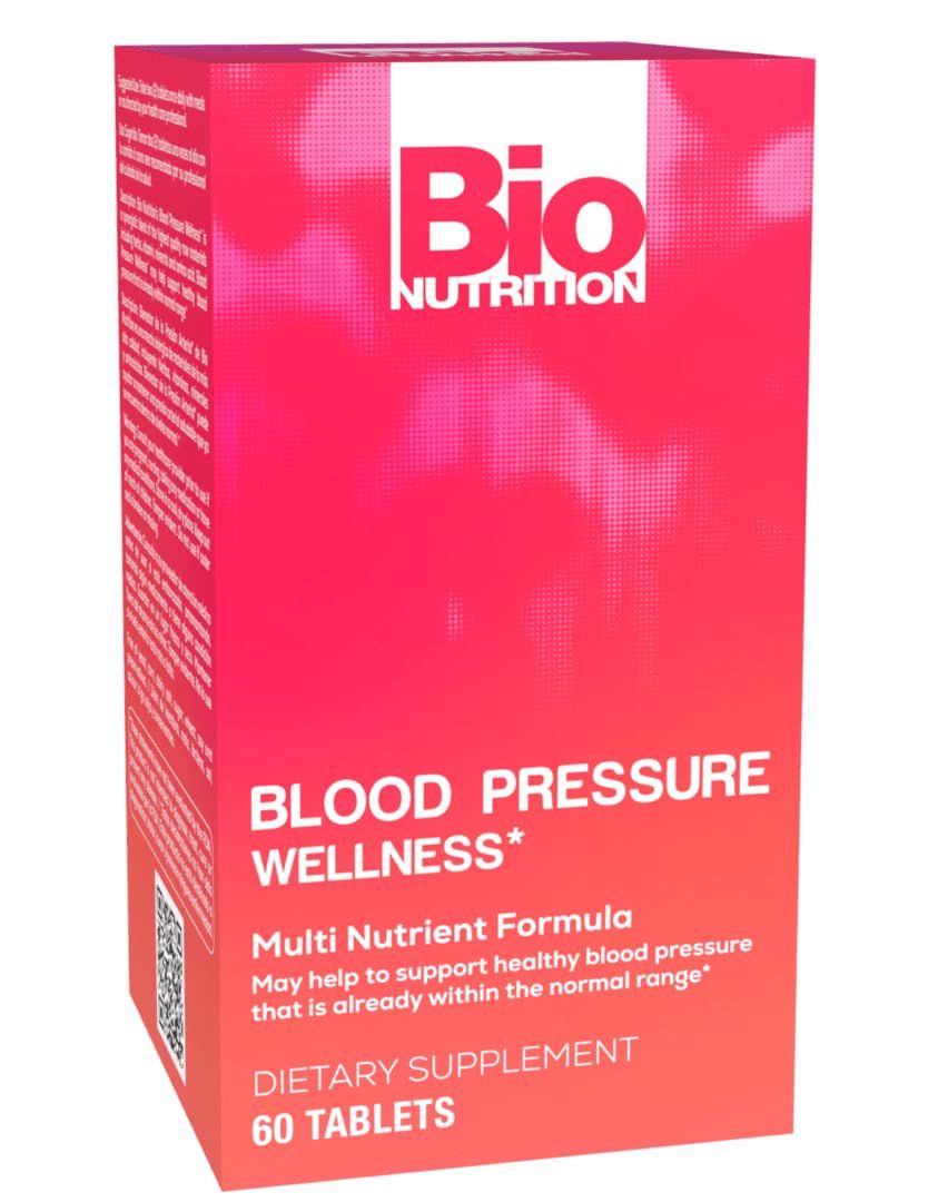 Bio Nutrition Blood Pressure Wellness 60 Tablets Multi-Nutrient Formula Vitamin D 400mg Calcium Magnesium 30 Servings per Bottle
