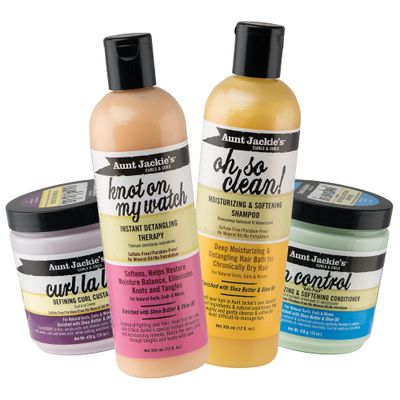 Aunt Jackie&#39;s Curls Coils Perfect Hydrate Collection - Mega-Moisturizing with Shea Butter Olive Oil, 4 Products: Curl Conditioner, Detangler, Shampoo, Hair Masque