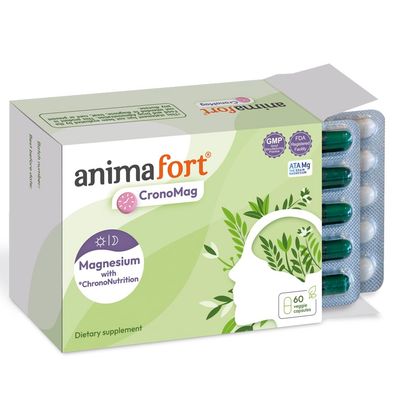 Magnesium Complex Glycinate, Citrate, Malate 6 High-Absorption Salts with Vitamins B12 D 60 Capsules Animafort CronoMag