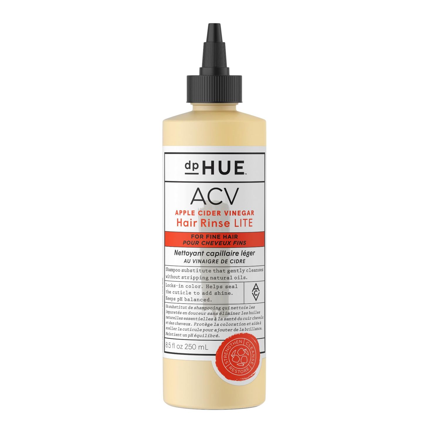dpHUE Apple Cider Vinegar Hair Rinse Lite, 8.5 oz - Shampoo Alternative, Scalp Cleanser Post Workout Rinse - Won t Weigh Fine Hair Down - Removes Buildup Sweat