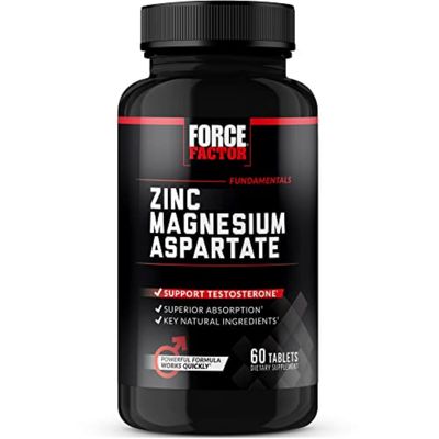 Force Factor Zinc Magnesium Aspartate, Zinc Magnesium Supplement to Improve Muscle Recovery Performance, Promote Better Sleep Relaxation, Boost Immune Health, 60 Tablets