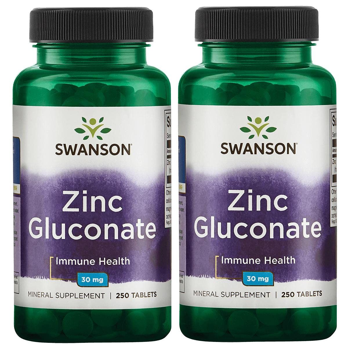 Swanson Zinc Gluconate - Mineral Supplement Promoting Prostate Health, Vision Health, Immune Support -Gluconate Form for Optimal Absorption - (250 Tablets, 30mg Each) (2 Pack)