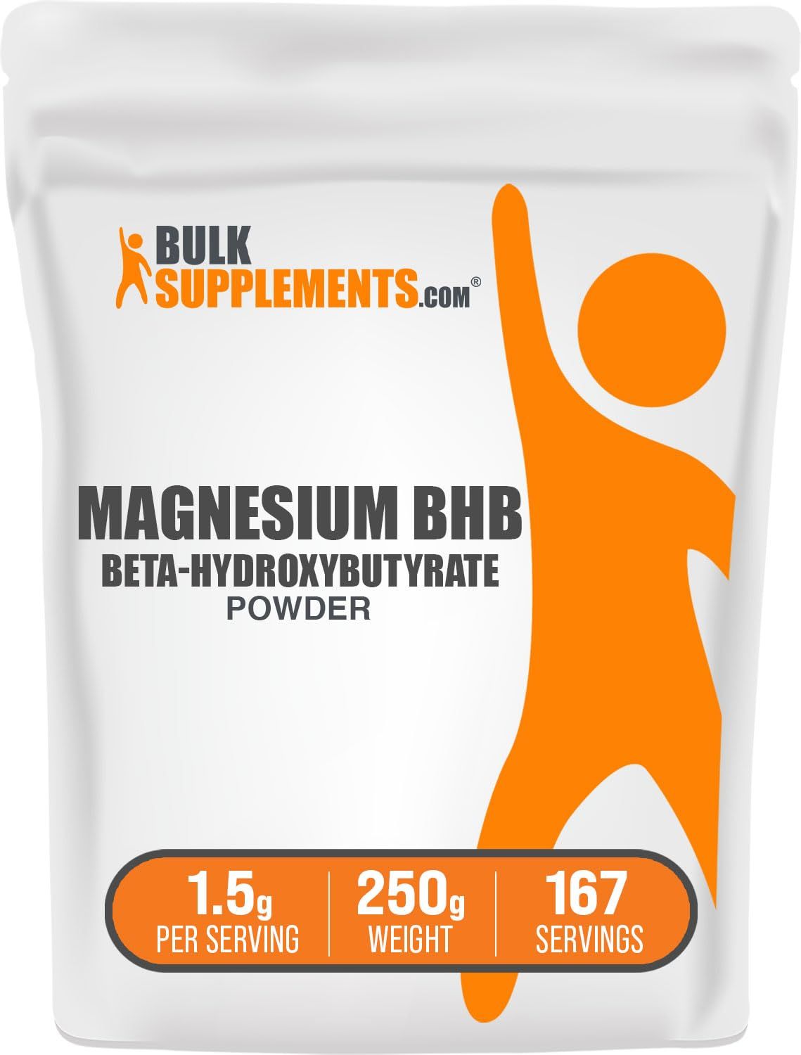 BulkSupplements.com Magnesium BHB Powder - BHB Salts, Beta-HydroxyButyrate Powder - Unflavored Gluten Free, 1.5g per Serving, 250g (8.8 oz) (Pack of 1)