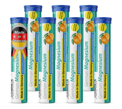 German Magnesium Oxide Supplement Effervescent Tablets Orange Flavor - 200 mg Magnesium per Serving Sugar Free, Vegan - TD Pharma - Made in Germany