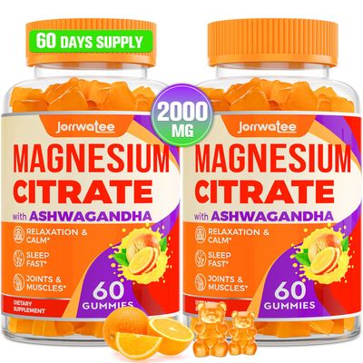 Magnesium Citrate Gummies - Magnesium Citrate with Ashwagandha L-Theanine, High Absorption Calm Gummies, Magnesium Gummy for Calm, Rest, Nerve, Muscle, 120 Counts