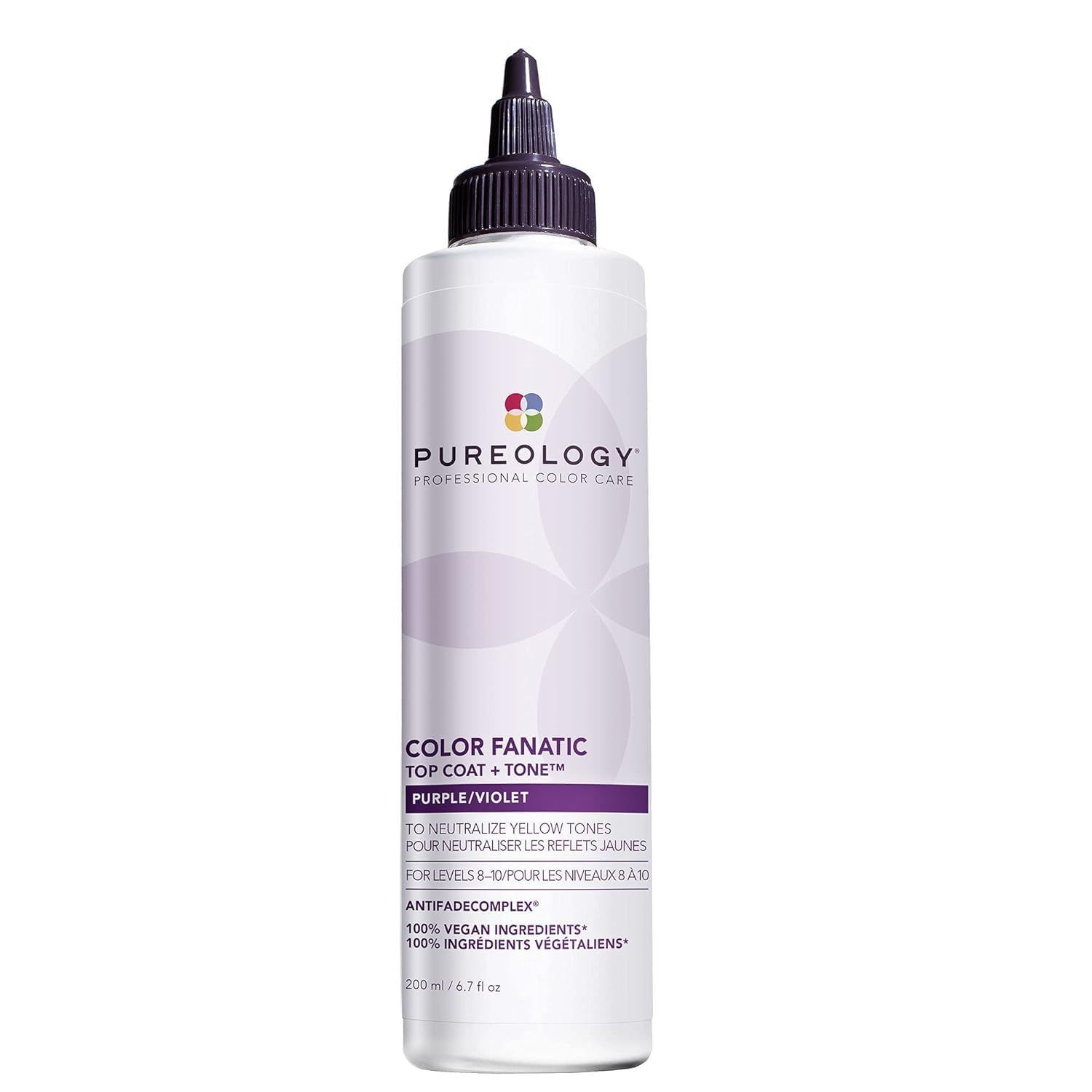 Pureology Color Fanatic Top Coat Tone Purple, Pre-lightened light blonde to dark blonde, Rose, floral ginger cedarwood, 6.7 fl. oz.