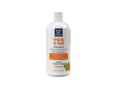 Kiss My Face Thick Full Shampoo, For Fine and Thinning Hair, Hair and Scalp Care, Ginkgo Biloba and Curcumin, Vegan and Cruelty Free, 16 Fl Oz