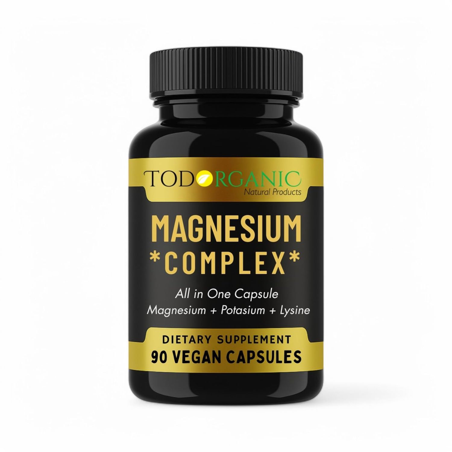 Todorganic Magnesium Citrate, Potassium Citrate and Lysine for Enhanced Leg Cramp Relief and Restful Sleep Vegan Potassium Magnesium Supplement 90 Capsules with High-Absorption