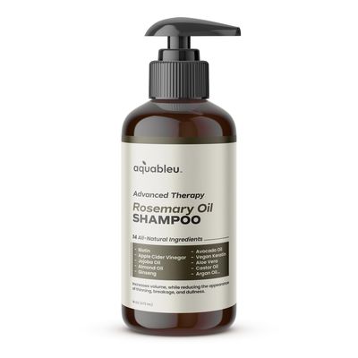 Aquableu Advanced Therapy Anti-Thinning Rosemary Oil Shampoo with 14 All-Natural Ingredients for Volume, Strength, and Thickness (16oz)