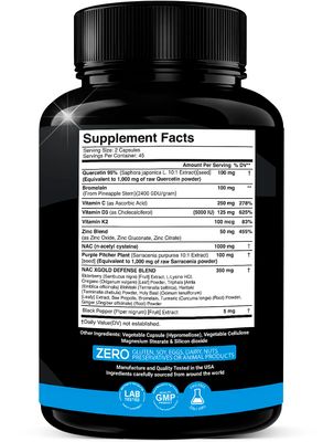 X Gold Health Quercetin Complex XGold Defense Blend: Immune Support with 10:1 Quercetin Extract, Bromelain, NAC, Zinc, Vitamin C, K2 D3, Elderberry, Turmeric, Ginger, and More