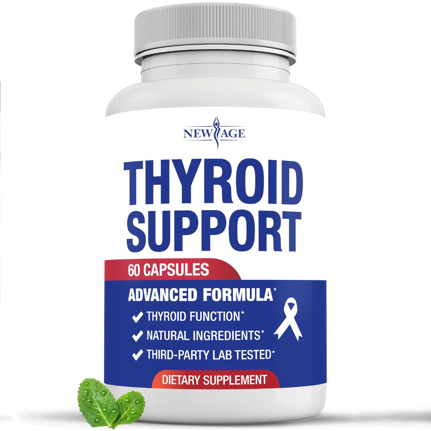 Thyroid Support Supplement for Women Men with Iodine, B12, Zinc, Selenium, Ashwagandha, Bladderwrack, Turmeric, Schisandra - Non-GMO, Vegetarian - 60 Count