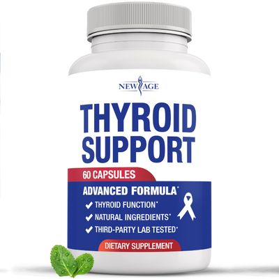 Thyroid Support Supplement for Women Men with Iodine, B12, Zinc, Selenium, Ashwagandha, Bladderwrack, Turmeric, Schisandra - Non-GMO, Vegetarian - 60 Count