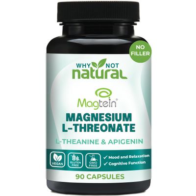 Magnesium L-Threonate Complex with Apigenin and L-theanine, 90 Capsules, Patented Magtein Supplement