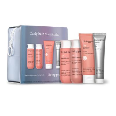 Living Proof Curly Hair Essentials Kit - Travel Size Curl Shampoo, Conditioner, Definer and Pefect hair Day Gloss Treatment (66 value)