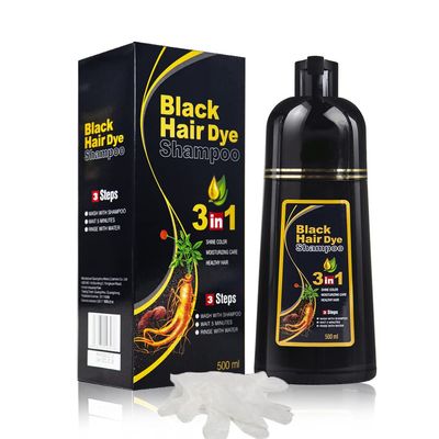 WIZOLA Herbal Black hair dye shampoo, 3 in 1 black hair shampoo for Cover Gray White Hair, Permanent natural black hair dye shampoo and conditioner, organic shampoo for women and men, 500ml