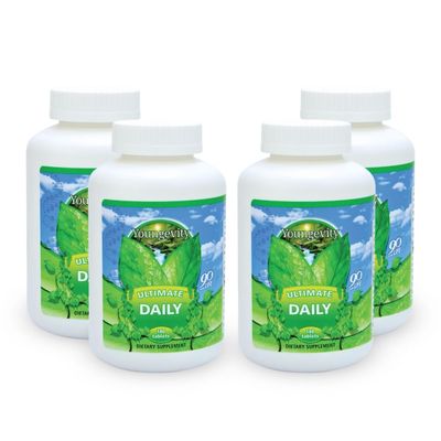 Youngevity Ultimate Daily Mega Multivitamin - 20 Vitamins and Minerals w CoQ10 - Vitamins A, C, D, E, Zinc, Folate, Selenium, Calcium, Chromium, and More - High Absorption 180 Tablets (Pack of 4)